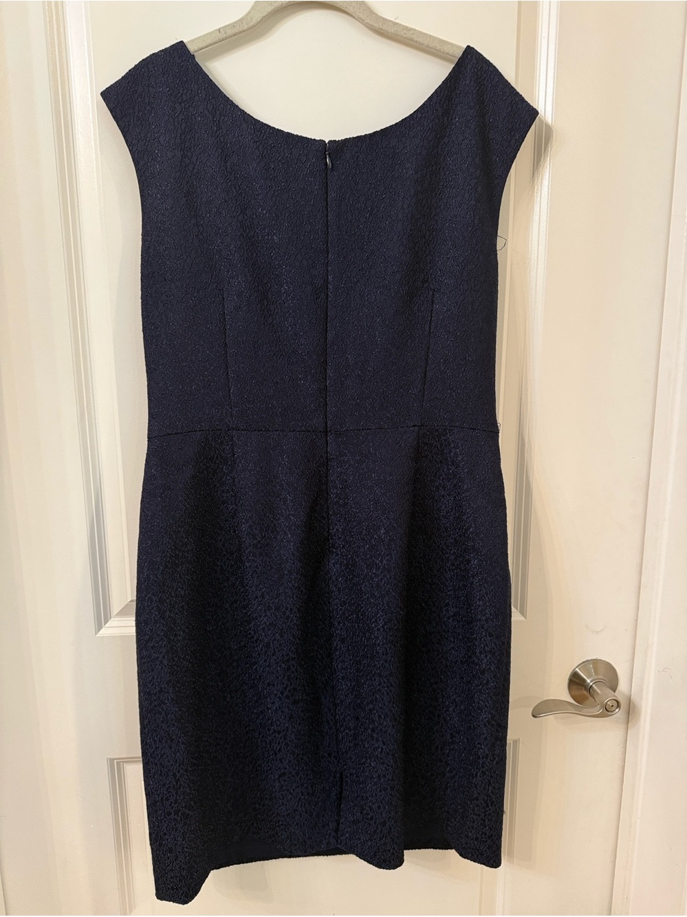Kay Unger Navy Textured Cap-Sleeve Mini Dress